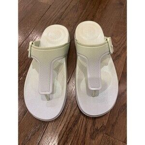 FitFlop iQushion Iridescent Adjustable Buckle Sandals 6 Green Blue